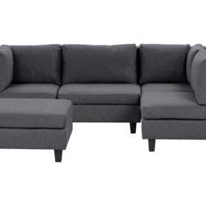 4 Seater Left Hand Em módulos Fabric Corner Sofa Ottoman Dark Grey UNSTAD para Cortador de Relva