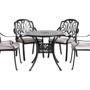 4 Seater Metálico Garden Dining Set Black ANCONA Substituição Fácil