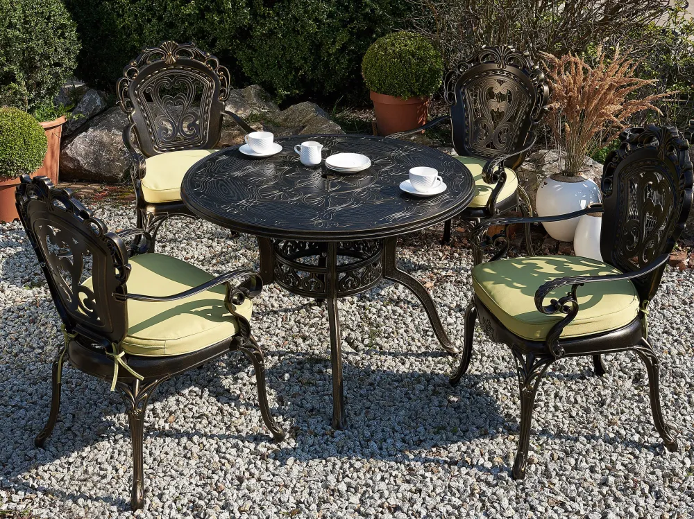 4 Seater Metálico Garden Dining Set Brown SAPRI
