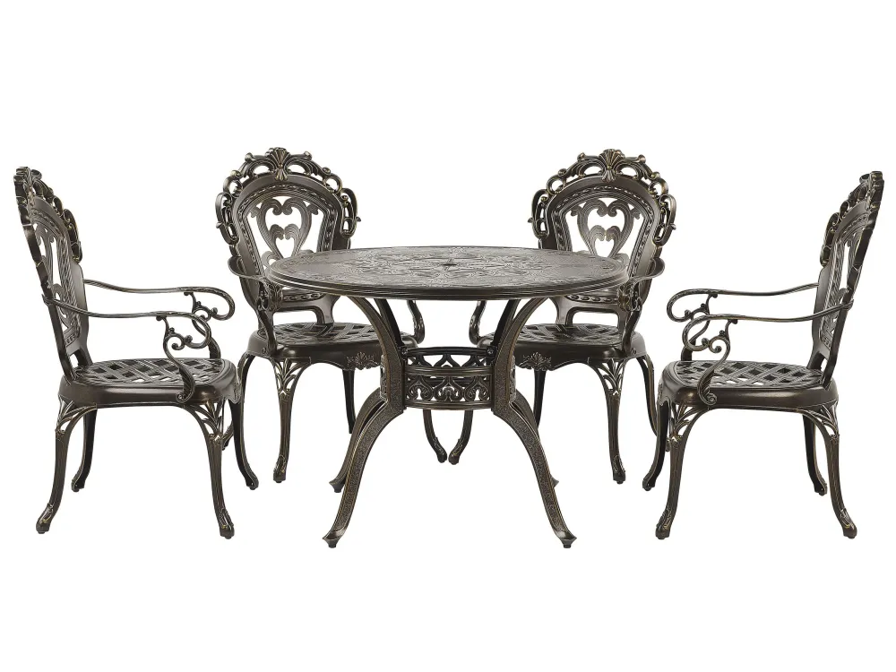 4 Seater Metálico Garden Dining Set Brown SAPRI