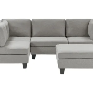4 Seater Right Hand Personalizável Fabric Corner Sofa Ottoman Light Grey UNSTAD