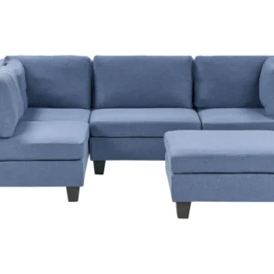 4 Seater Right Hand Personalizável Fabric Corner Sofa Ottoman Blue UNSTAD