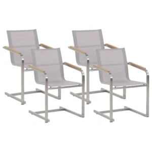Set 4 Garden Chairs COSOLETO Stainless Ferro Beige
