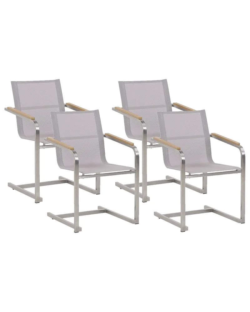 Set 4 Garden Chairs COSOLETO Stainless Ferro Beige