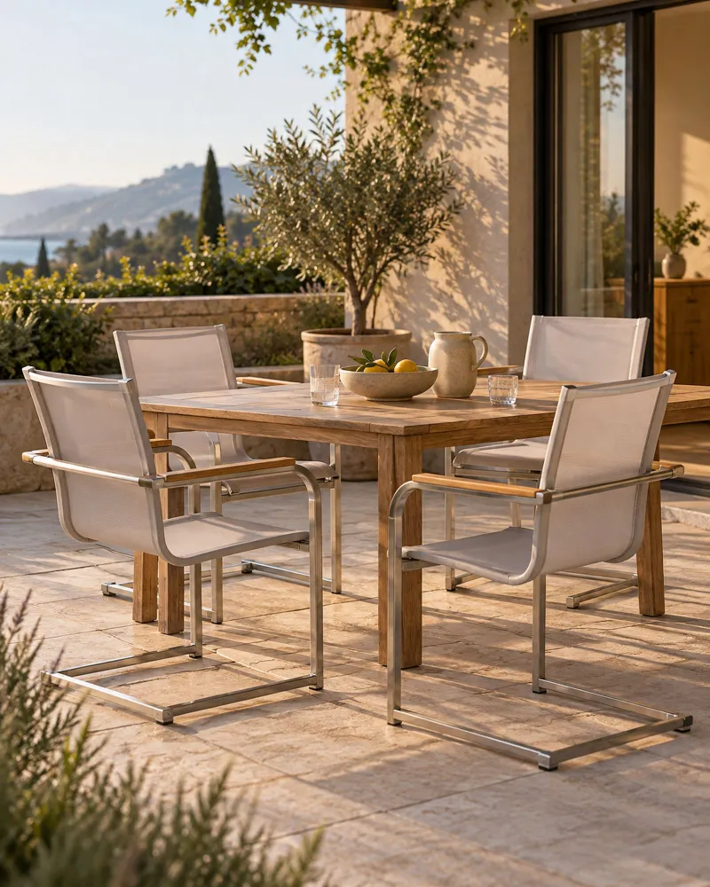 Set 4 Garden Chairs COSOLETO Stainless Ferro Beige