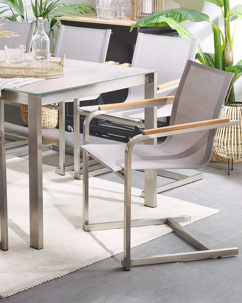 Set 4 Garden Chairs COSOLETO Stainless Ferro Beige