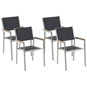 Set 4 Garden Chairs GROSSETO Inoxidável Steel Black