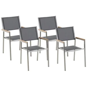 Set 4 Garden Chairs GROSSETO Stainless ço comum Grey