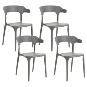 Set 4 Garden Chairs GUBBIO Synthetic Material Grey Substituição Fácil