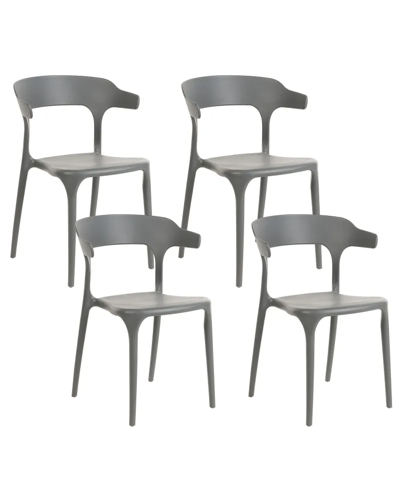Set 4 Garden Chairs GUBBIO Synthetic Material Grey Substituição Fácil