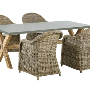 Vela de Ignição Conjunto de refeição de jardim 4 lugares em rattan espontâneo SUSUA/OLBIA