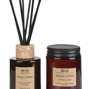 Conjunto de vela de cera de soja e difusor de fragrância linho renovado DARK ELEGANCE Embalagem Reciclável