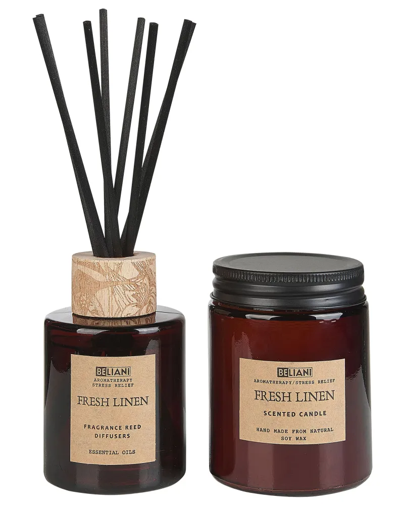 Conjunto de vela de cera de soja e difusor de fragrância linho renovado DARK ELEGANCE Embalagem Reciclável