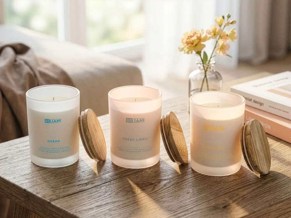 Set 3 Scented Candles SIMPLICITY Soy Wax Fruity Notes Fresco Notes