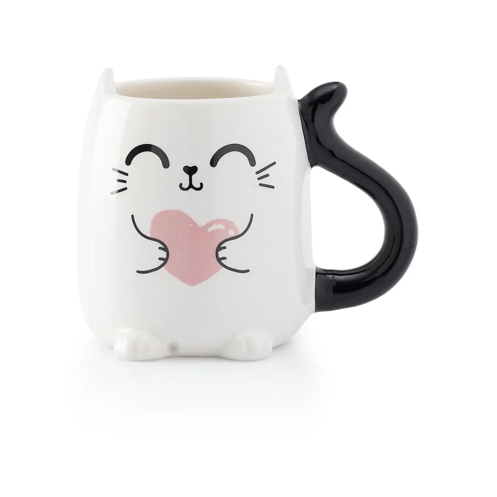 Caneca Gato Coração com Asa e Cauda
