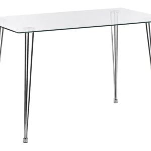 Mesa de jantar com vidro temperado e pernas prateadas 120 x 70 cm WINSTON