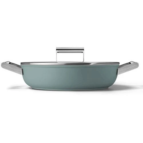 Caçarola Baixa antiaderente Smeg Anni 50 DPF2812EGM | 28cm - Verde esmeralda | ço Inox | Impermeável