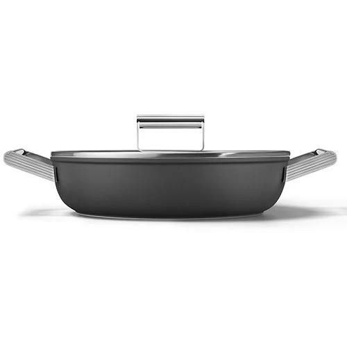 Organizador de Caçarola Baixa antiaderente Smeg Anni 50 DPF2812BLM | 28cm - Preto
