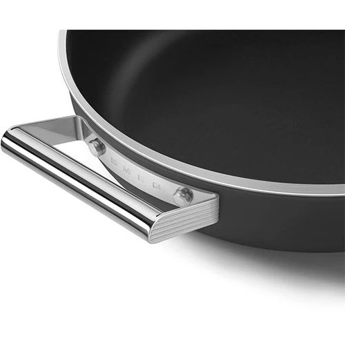 Organizador de Caçarola Baixa antiaderente Smeg Anni 50 DPF2812BLM | 28cm - Preto
