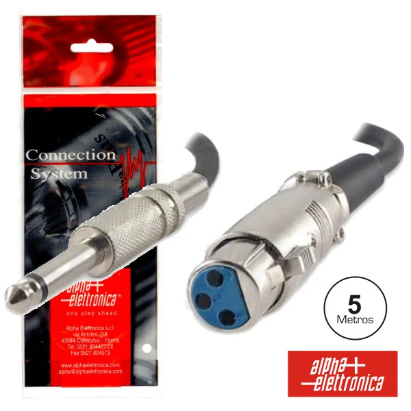 Ergonômico Cabo Xlr 3P Fêmea / Jack 6.35 Macho 5M Mn Polybag
