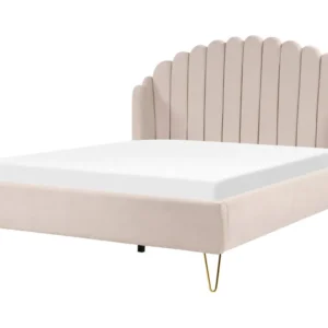 Fabric EU King Size Bed Cor creme AMBILLOU