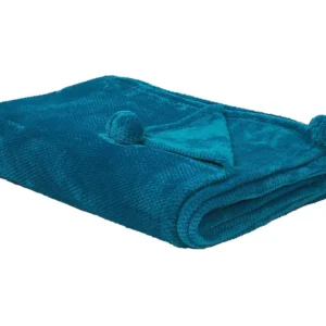 Manta SAITLER 200 x 220 cm Turquesa para Inverno