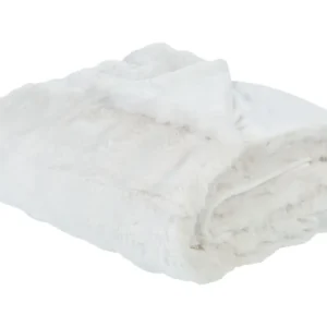 Manta SALKA Imitação de pele 150 x 200 cm Branco em Cinza Antracite