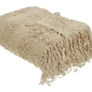 Manta VELLA Algodão 190 x 230 cm Creme com Bolso para Pés