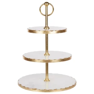 3-Tiered Marble Cake Stand Alvo and Gold IPATI
