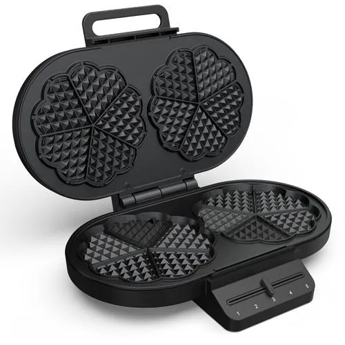 Máquina de Waffles Princess 132384 Waffles Coração - Preto com 5 Acessórios Inclusos