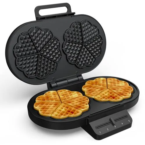 Máquina de Waffles Princess 132384 Waffles Coração - Preto com 5 Acessórios Inclusos