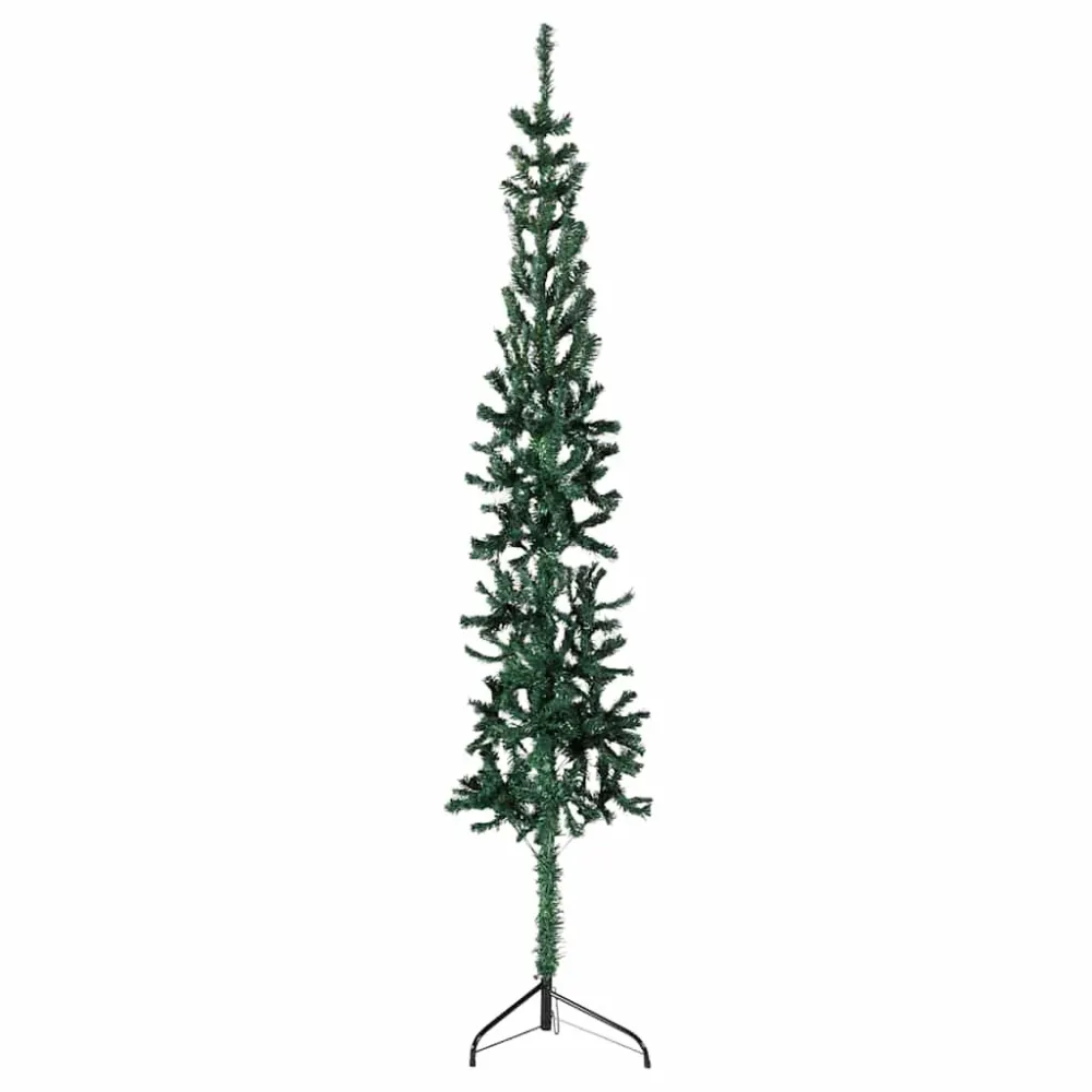 Meia árvore de Natal fina com suporte 150 cm verde Tamanho Grande
