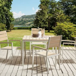 Mesa de jardim 95 x 95 cm Material sintético Creme PRATO BELIANI
