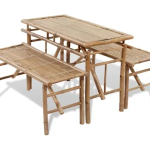 Mesa de cerveja com 2 bancos 100 cm bambu Clicnbuy