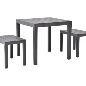 Mesa de jardim com 2 bancos plástico castanho Clicnbuy