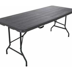 Mesa de Exterior Betel 74x180x75 Plástico ço Cinza Escuro Preto Moderno Mobili Rebecca