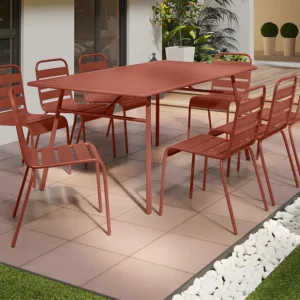 Mesa de jardim L.200 cm metal terracota - MIRMANDE de MYLIA