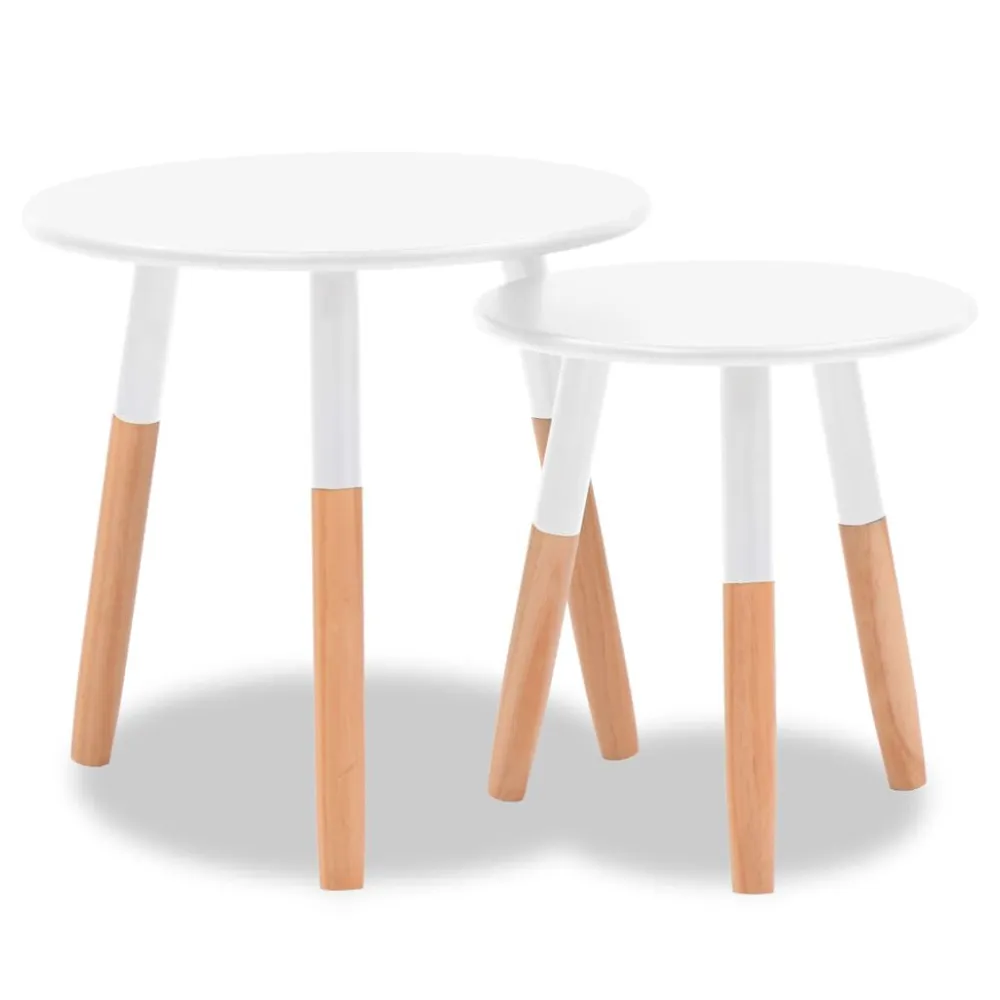Conjunto mesas de apoio 2 pcs pinho maciço branco em Madeira de Eucalipto