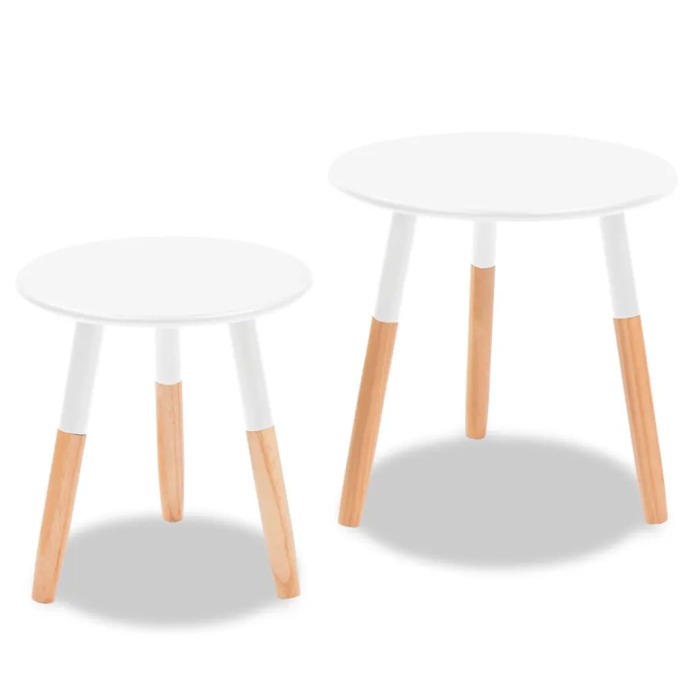 Conjunto mesas de apoio 2 pcs pinho maciço branco em Madeira de Eucalipto