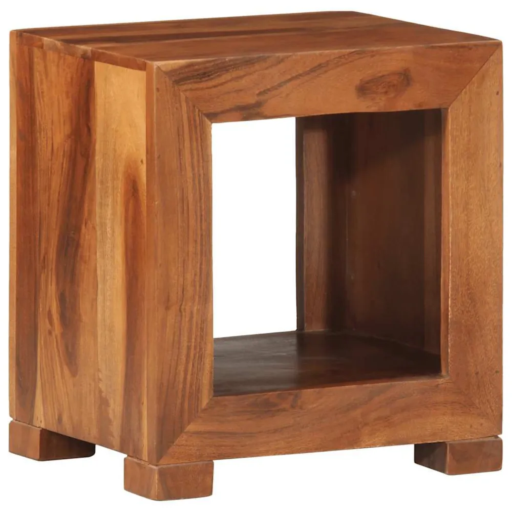 Mesa de apoio 37x29x40 cm madeira de acácia maciç em Alumínio e Vidro