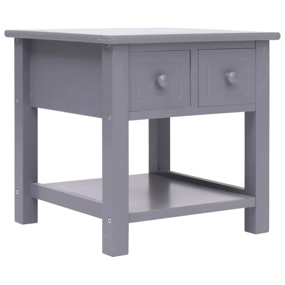 Mesa de apoio 40x40x40 cm madeira de paulownia cinzento | Resistente às Intempéries