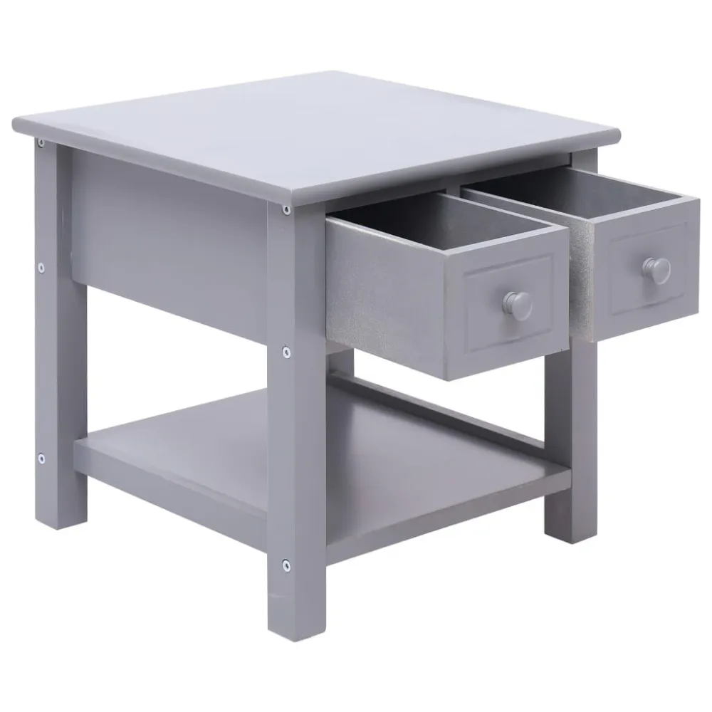 Mesa de apoio 40x40x40 cm madeira de paulownia cinzento | Resistente às Intempéries