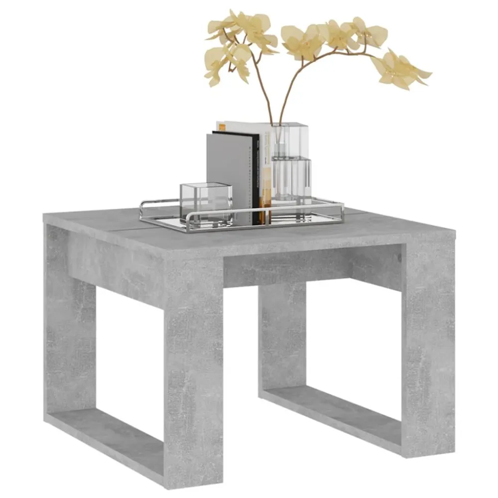 Mesa de apoio 50x50x35 cm derivados de madeira cinzento cimento com Guarda-sol Central