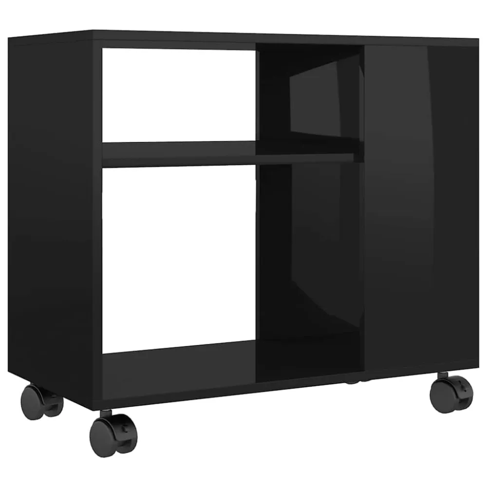 Mesa de apoio 70x35x55 cm madeira processada preto cintilante