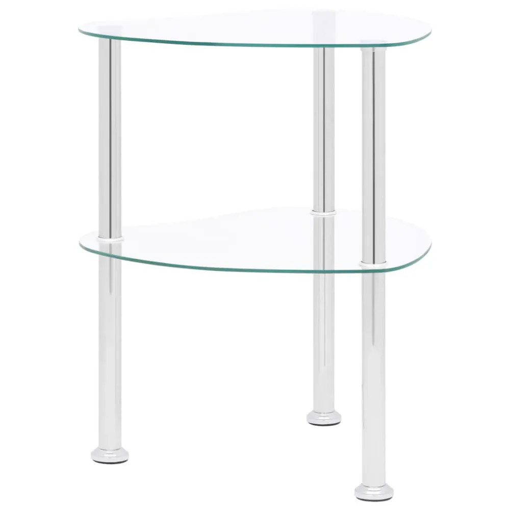 Mesa de apoio com duas prateleiras 38x38x50cm vidro transparente com Guarda-sol Central