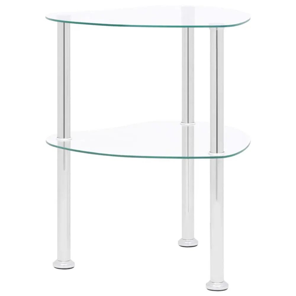 Mesa de apoio com duas prateleiras 38x38x50cm vidro transparente com Guarda-sol Central