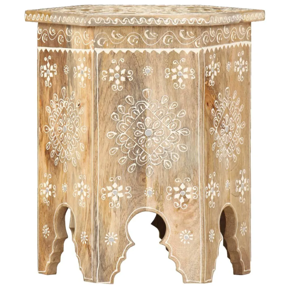 Mesa de apoio pintada à mão 38x33x42cm mangueira maciç em Alumínio e Vidro