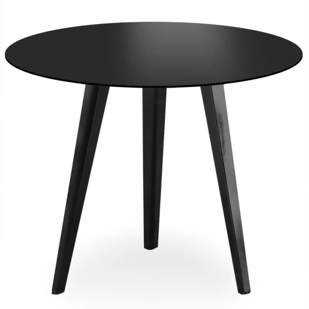 Mesa de apoio redonda 45cm Bipolart Metálico Preto. em Madeira de Eucalipto