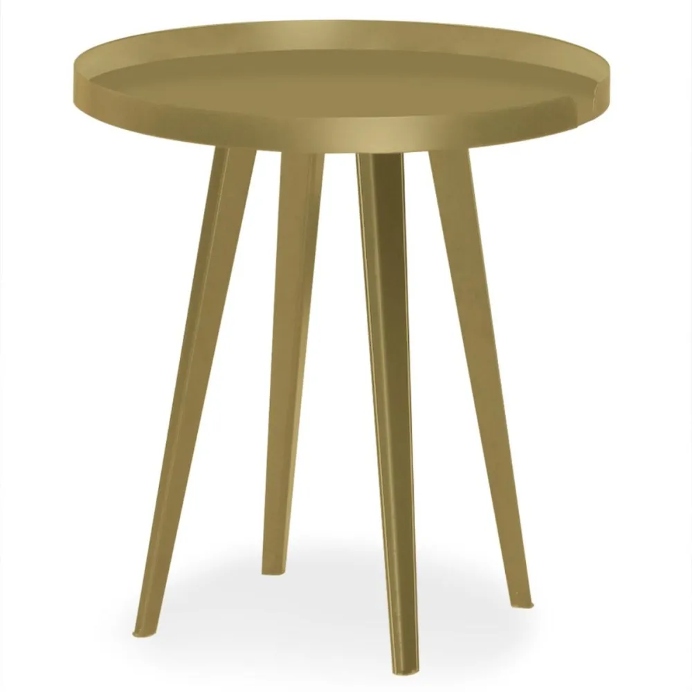 Mesa de apoio redonda com borda 45cm Bipolart Metálico Dourado