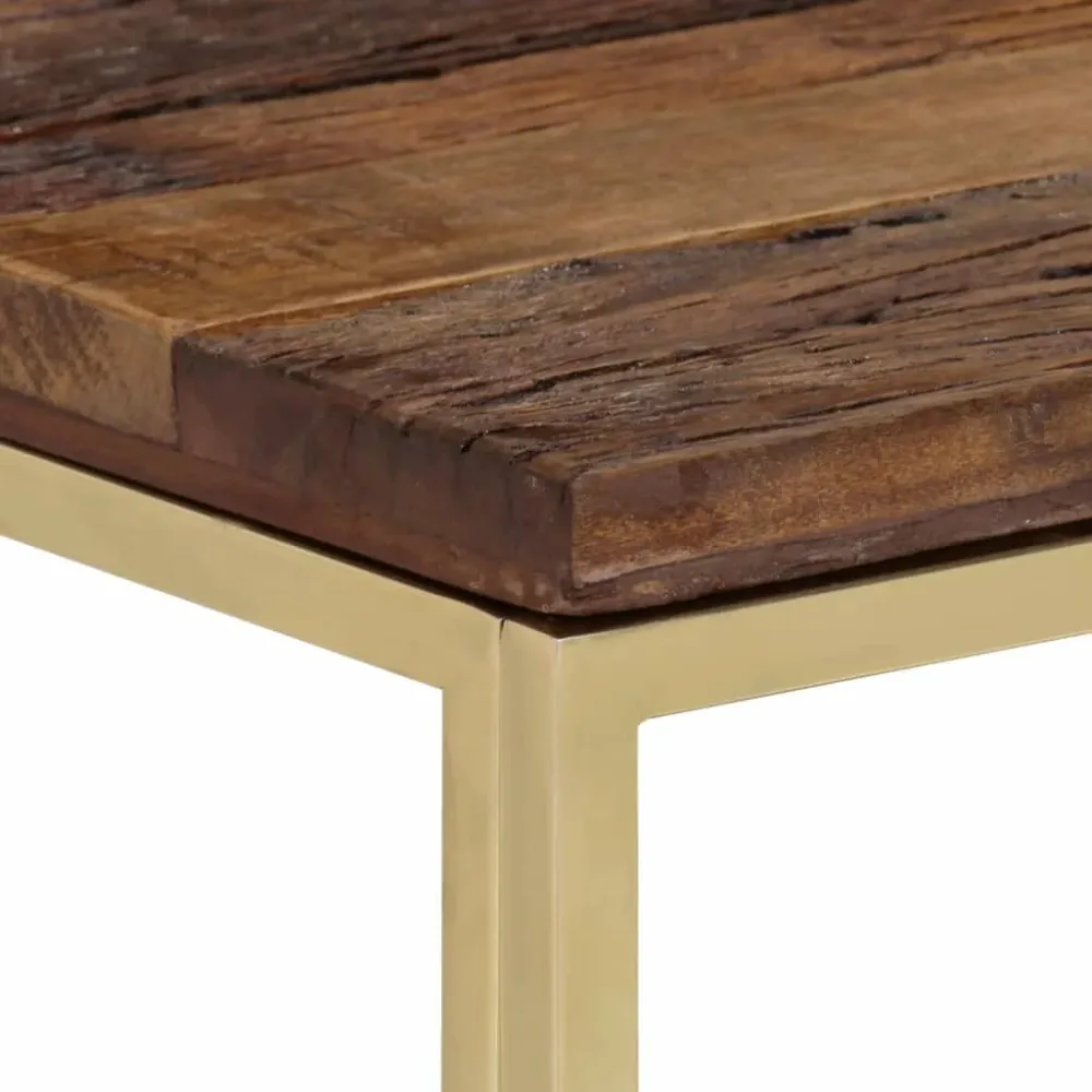 Mesa de Bistrô Mesa consola ço inoxidável/madeira ferroviária maciç prateado